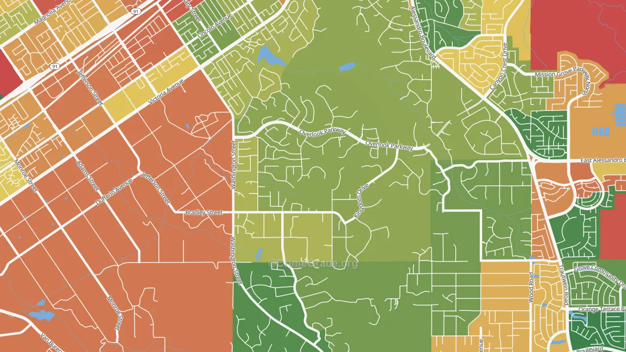 Alessandro Heights, Riverside, CA Map of Theft Rates