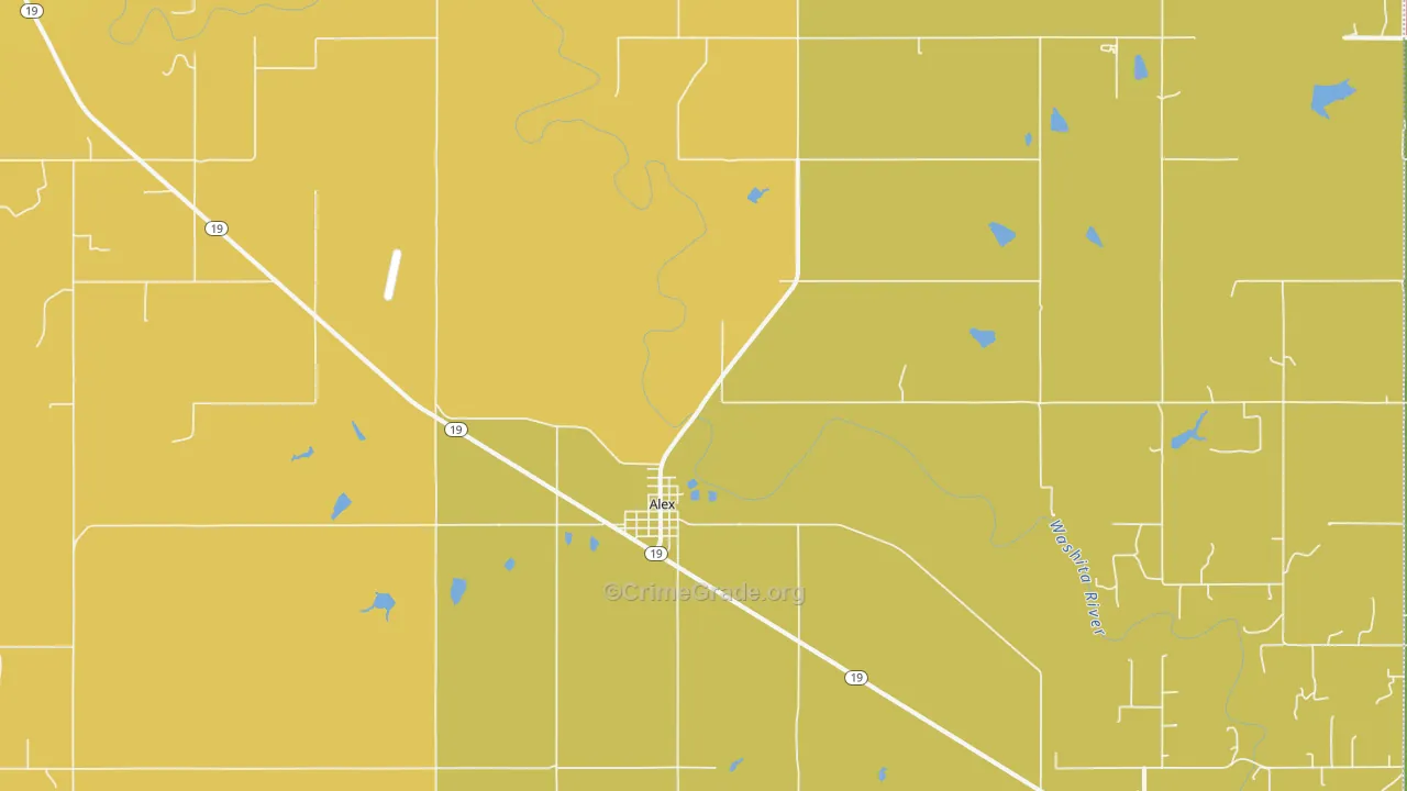 Alex, OK Map of Theft Rates