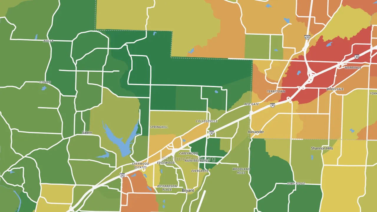 Alexander, AR Map of Theft Rates