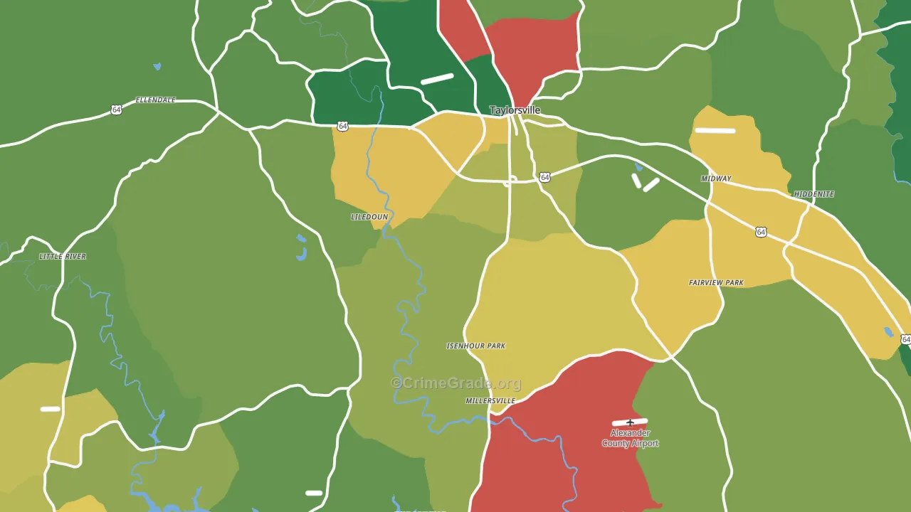 Alexander County, NC Map of Theft Rates