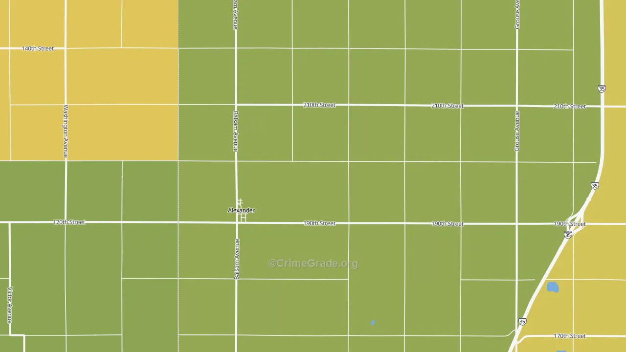 Alexander, IA Map of Theft Rates