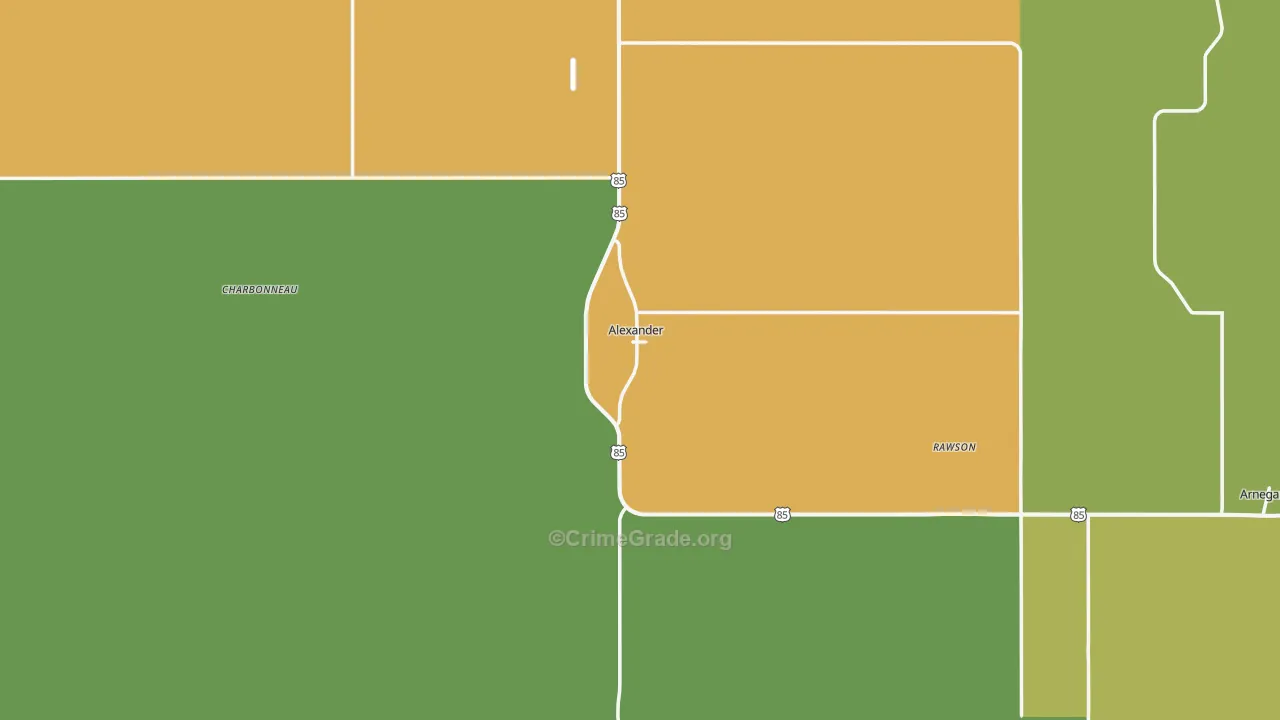 Alexander, ND Map of Theft Rates