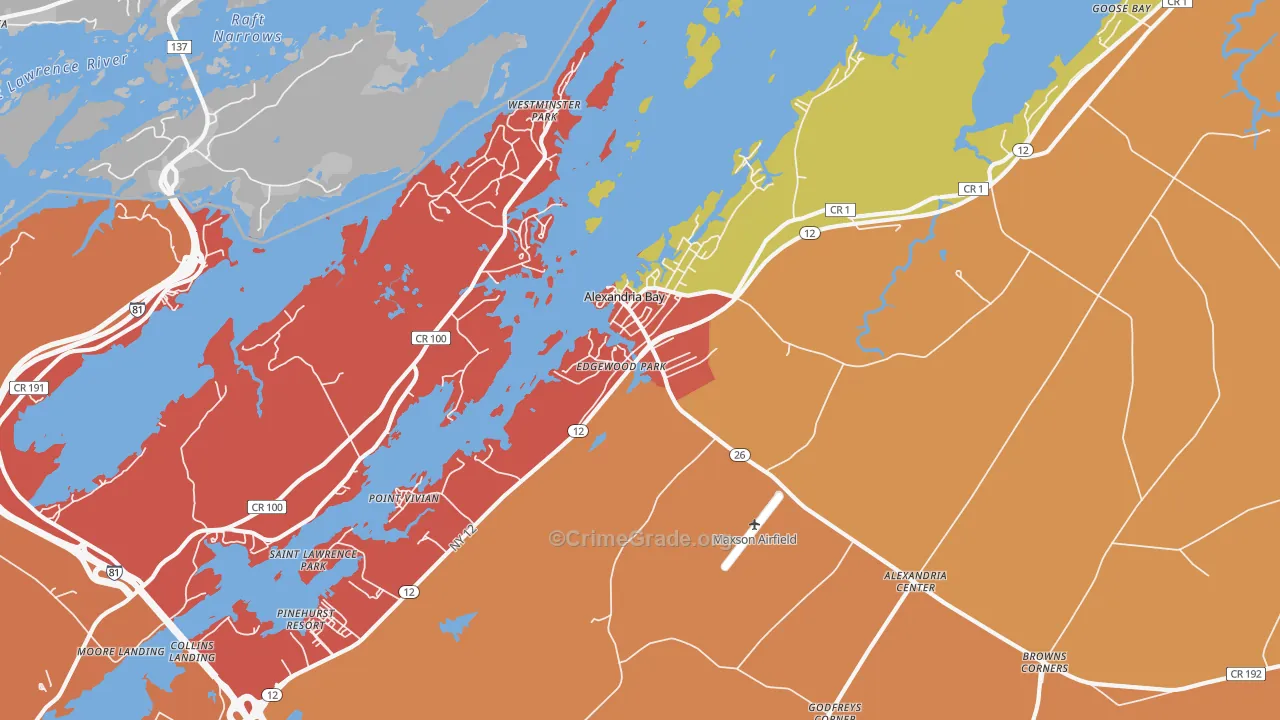 Alexandria Bay, NY Map of Theft Rates