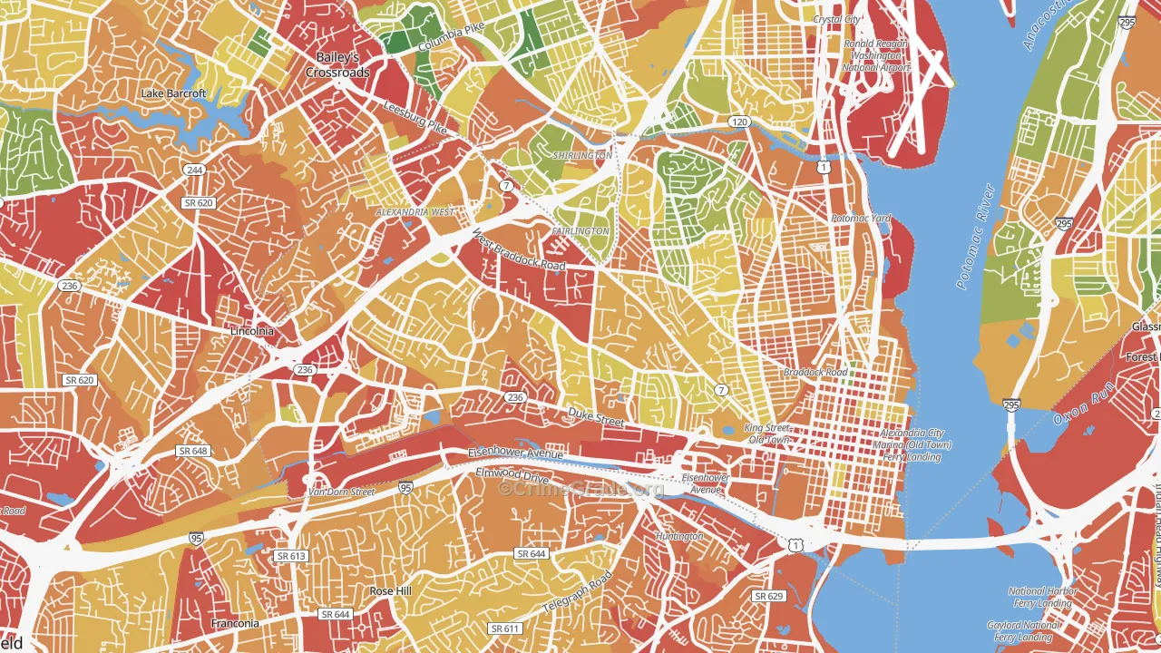 Alexandria City, VA Map of Theft Rates