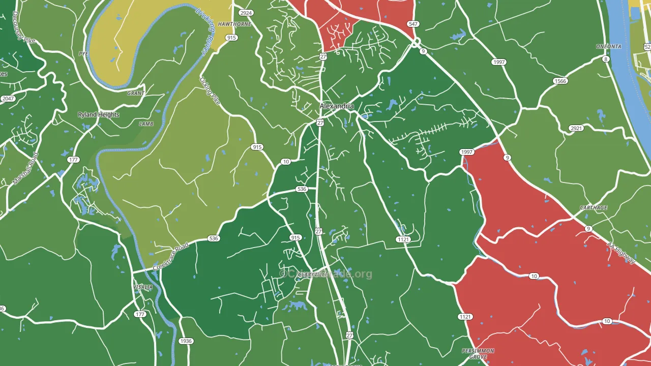 Alexandria, KY Map of Theft Rates
