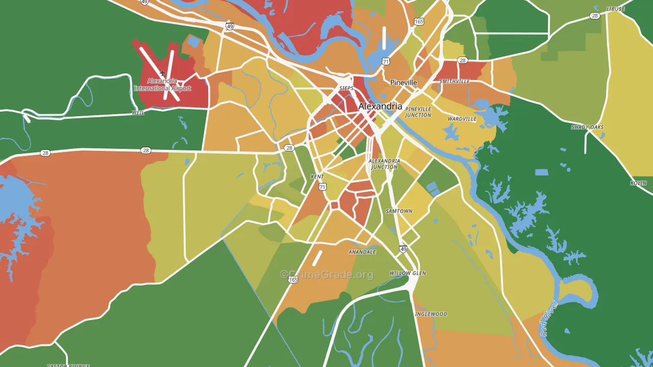 Alexandria, LA Map of Theft Rates