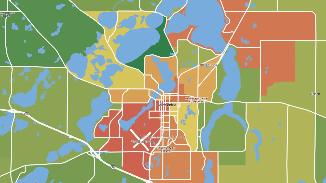 Alexandria, MN Map of Theft Rates