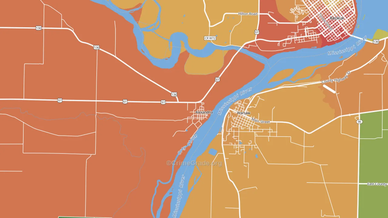 Alexandria, MO Map of Theft Rates