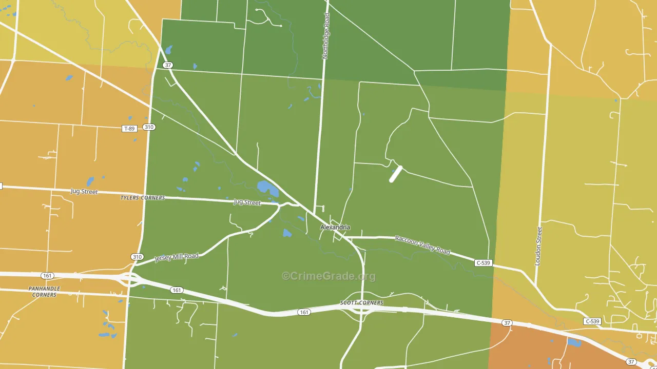 Alexandria, OH Map of Theft Rates