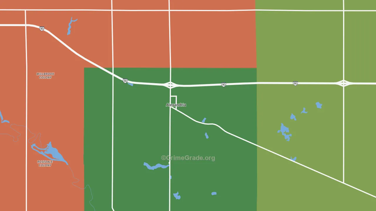 Alexandria, SD Map of Theft Rates