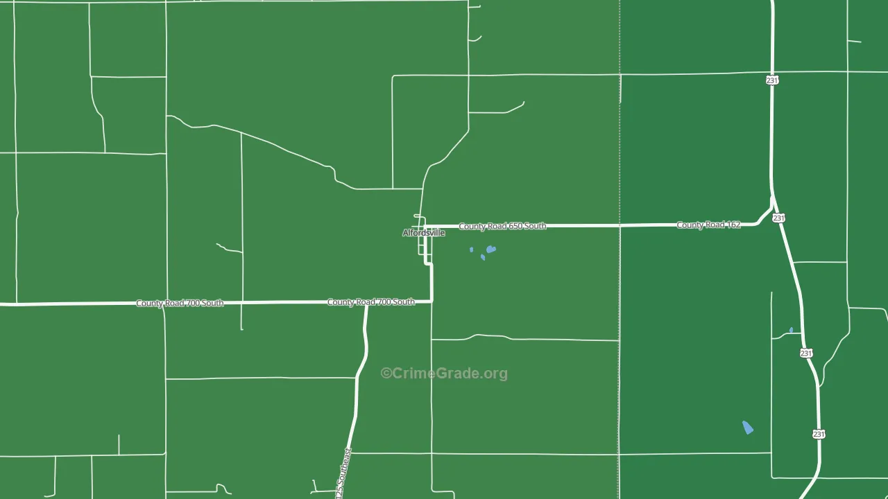 Alfordsville, IN Map of Theft Rates