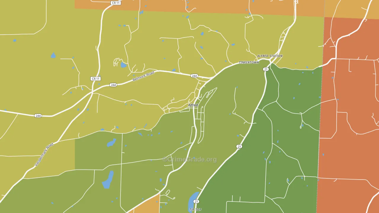 Alfred, NY Map of Theft Rates