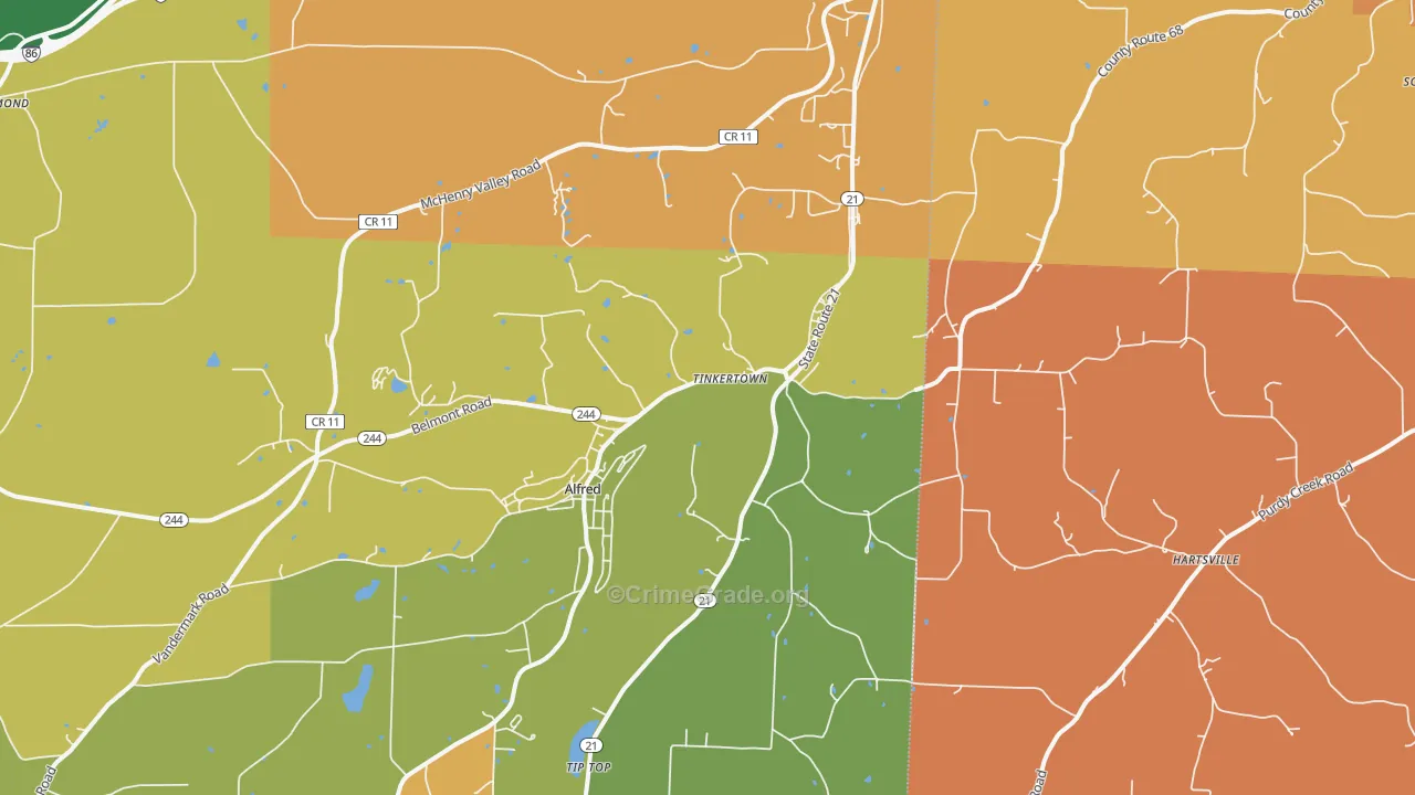 Alfred Station, NY Map of Theft Rates