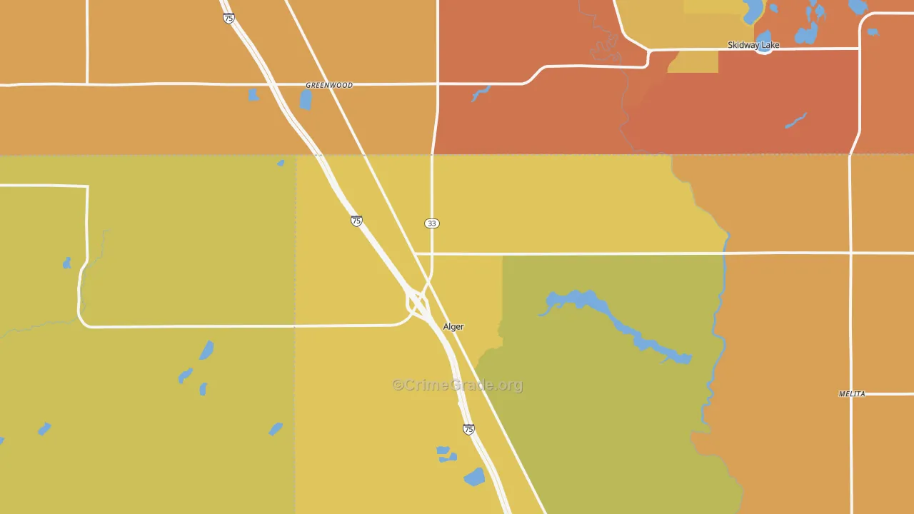Alger, MI Map of Theft Rates