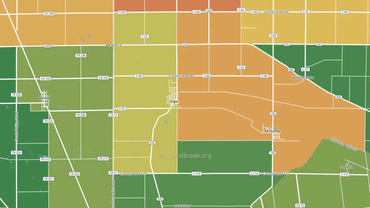 Alger, OH Map of Theft Rates