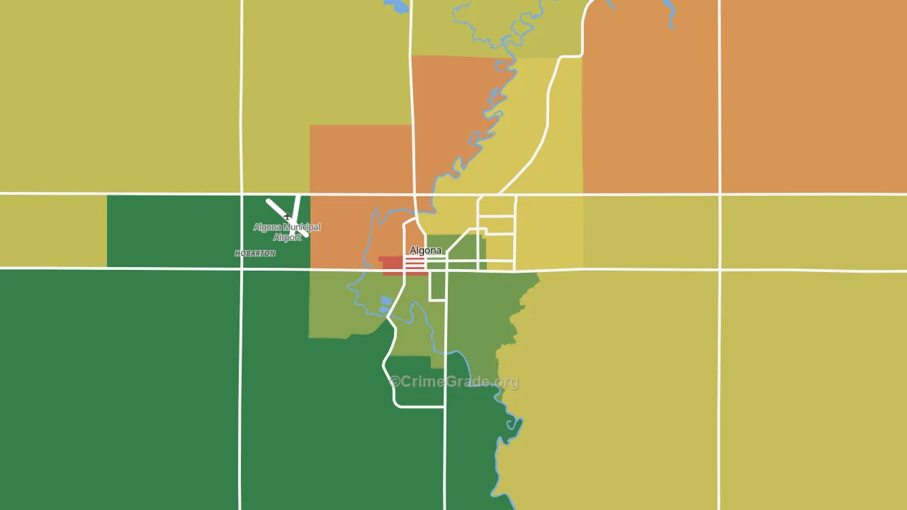 Algona, IA Map of Theft Rates