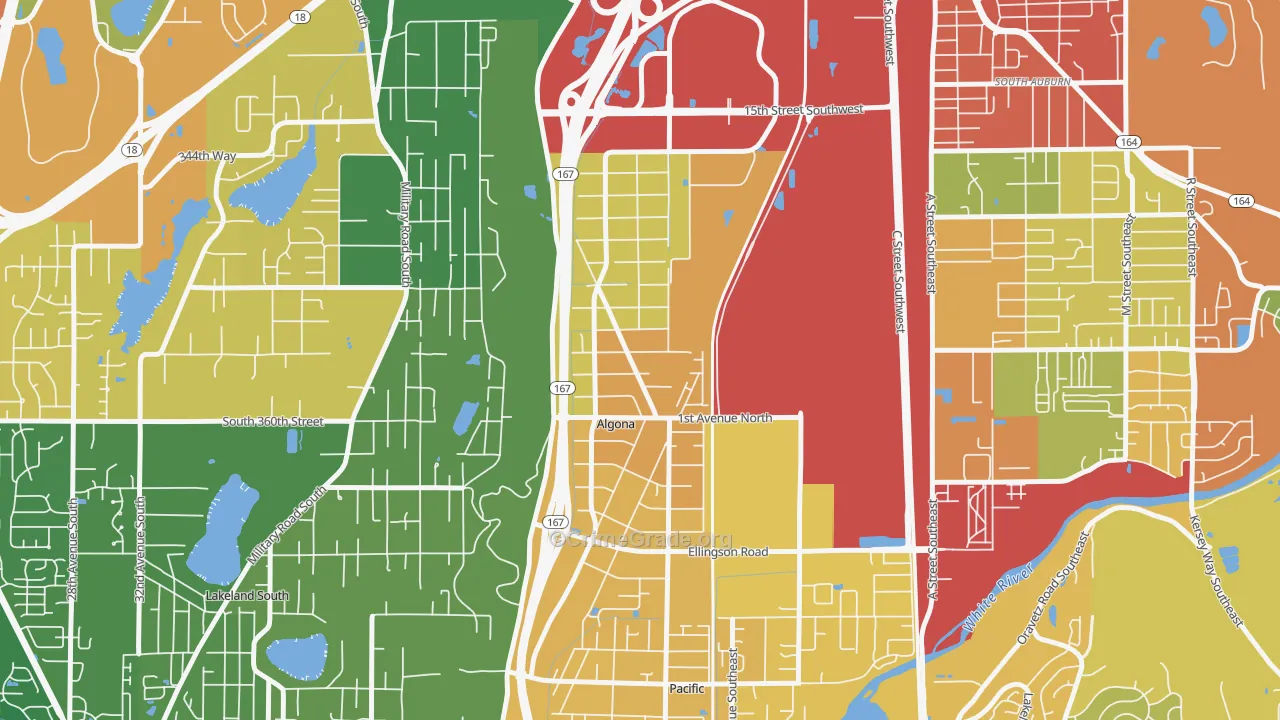Algona, WA Map of Theft Rates