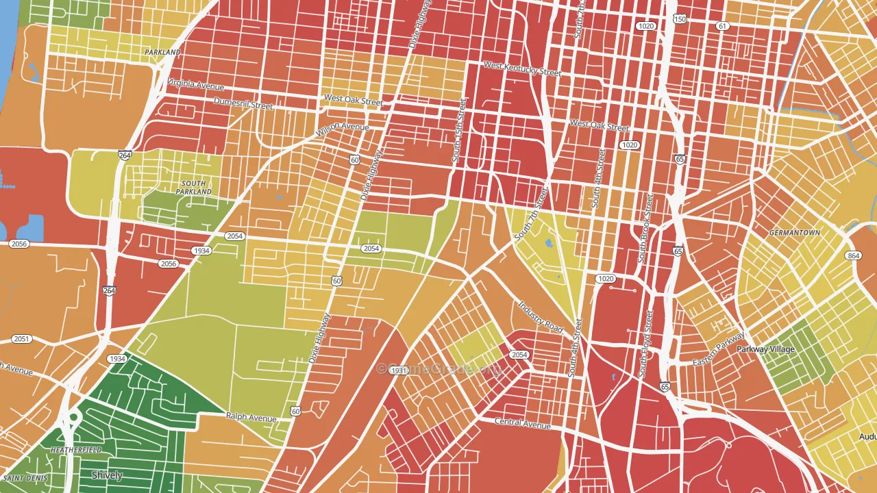 Algonquin, Louisville, KY Map of Theft Rates