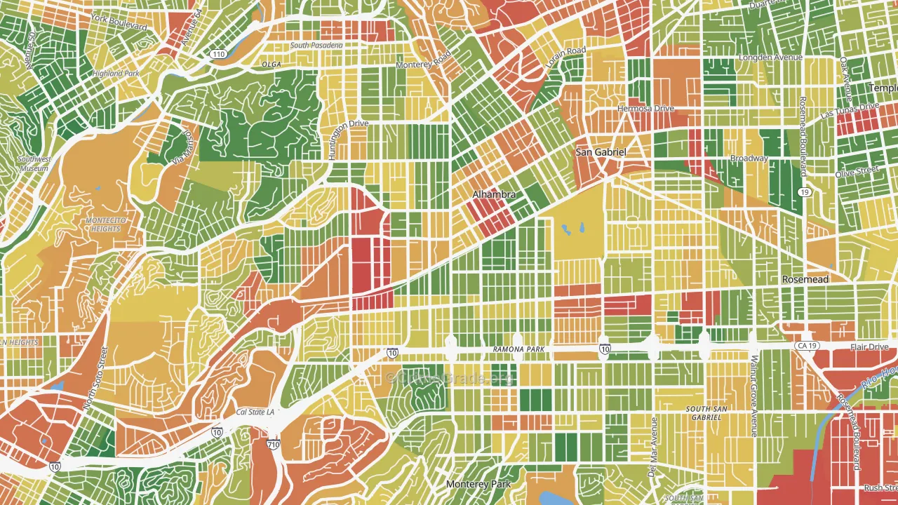 Alhambra, CA Map of Theft Rates