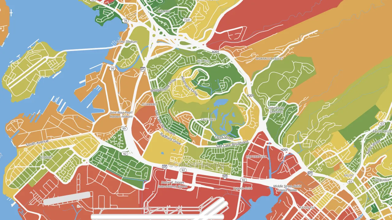Aliamanu, Honolulu, HI Map of Theft Rates