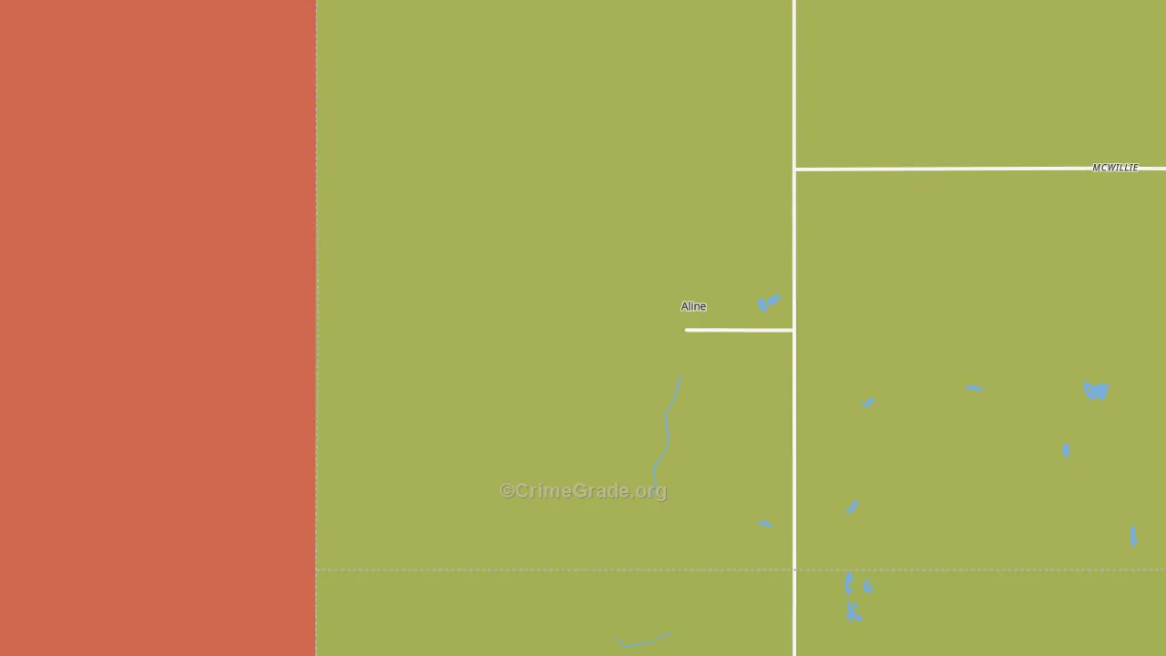 Aline, OK Map of Theft Rates