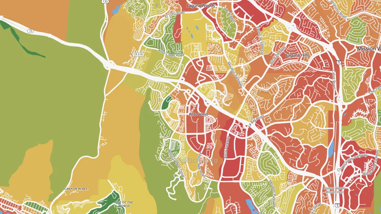 Aliso Viejo, CA Map of Theft Rates