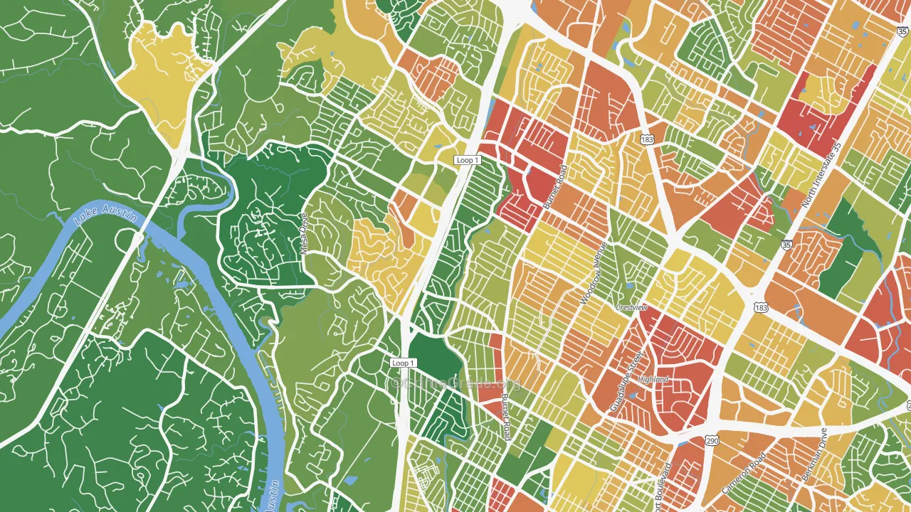 Allandale, Austin, TX Map of Theft Rates