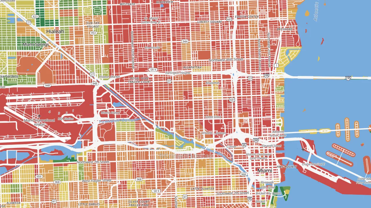 Allapattah, Miami, FL Map of Theft Rates