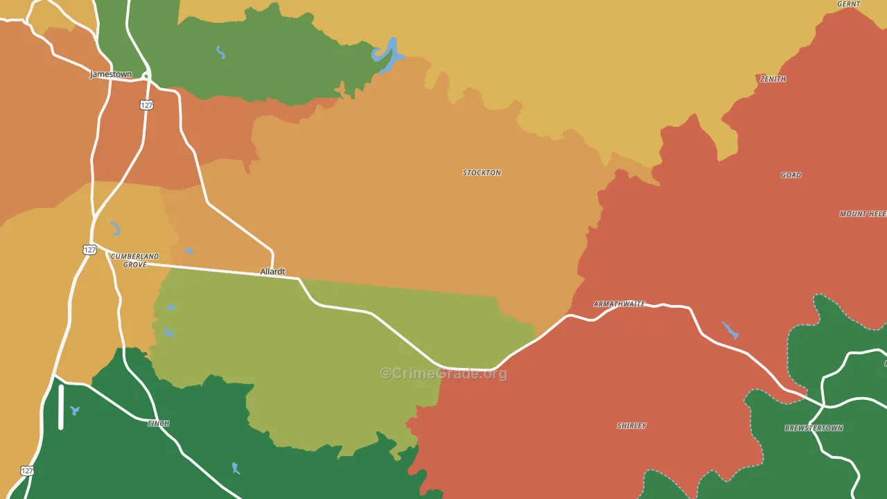 Allardt, TN Map of Theft Rates