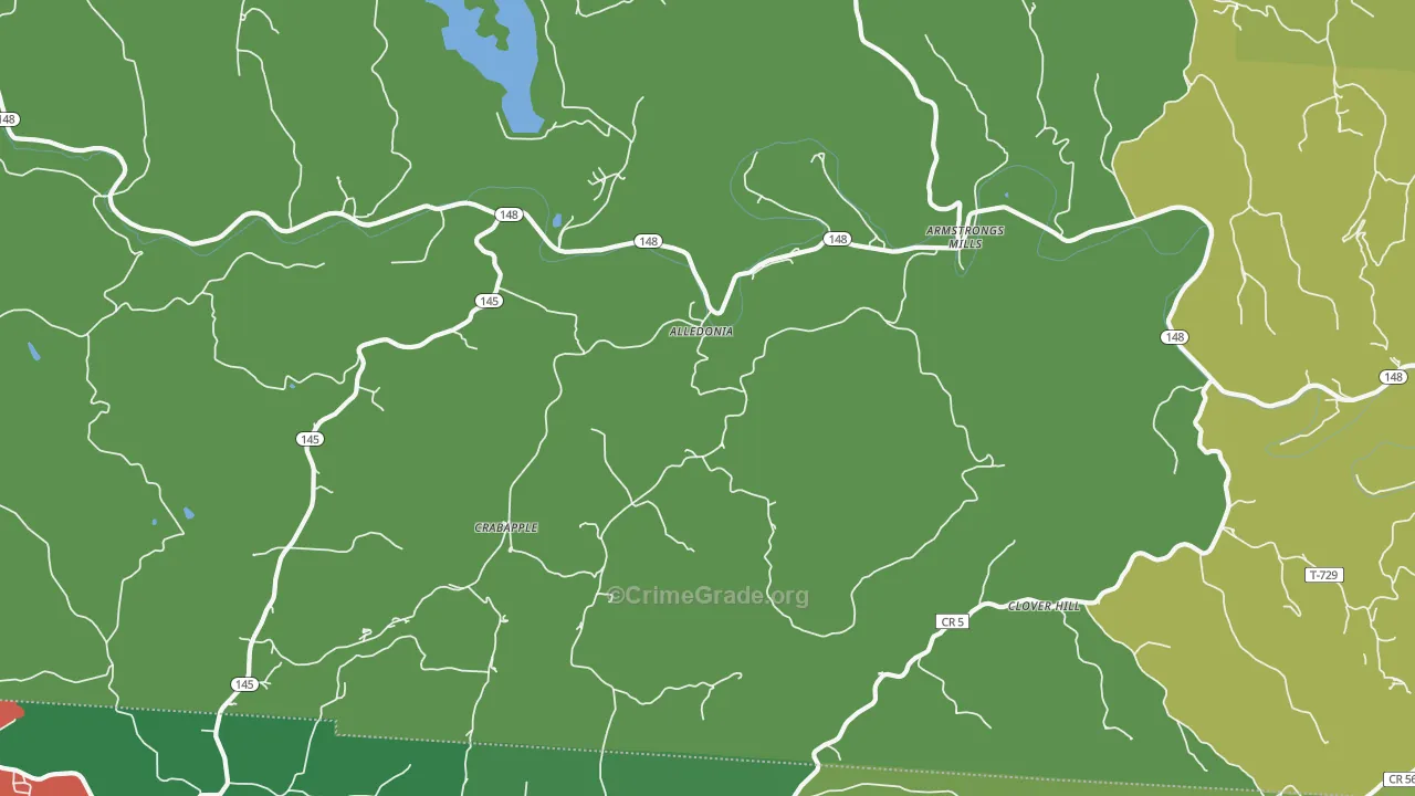 Alledonia, OH Map of Theft Rates