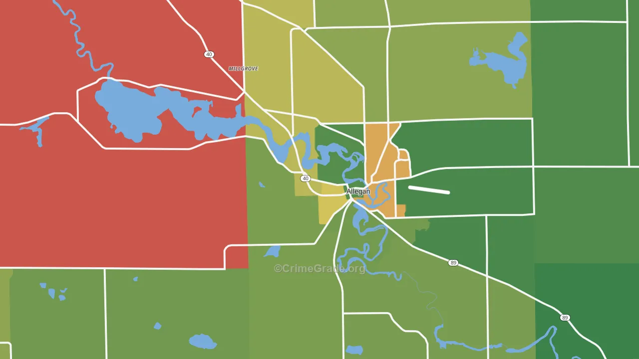 Allegan, MI Map of Theft Rates