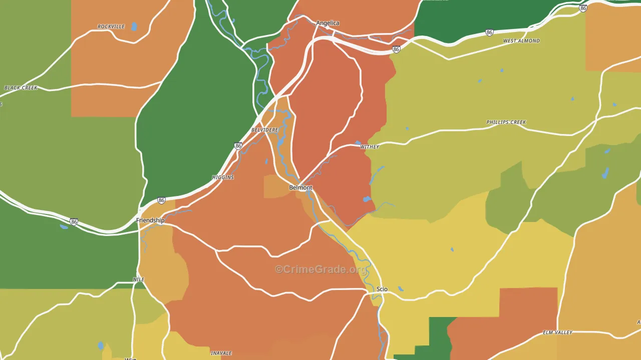 Allegany County, NY Map of Theft Rates