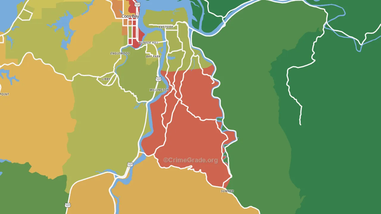 Allegany, OR Map of Theft Rates