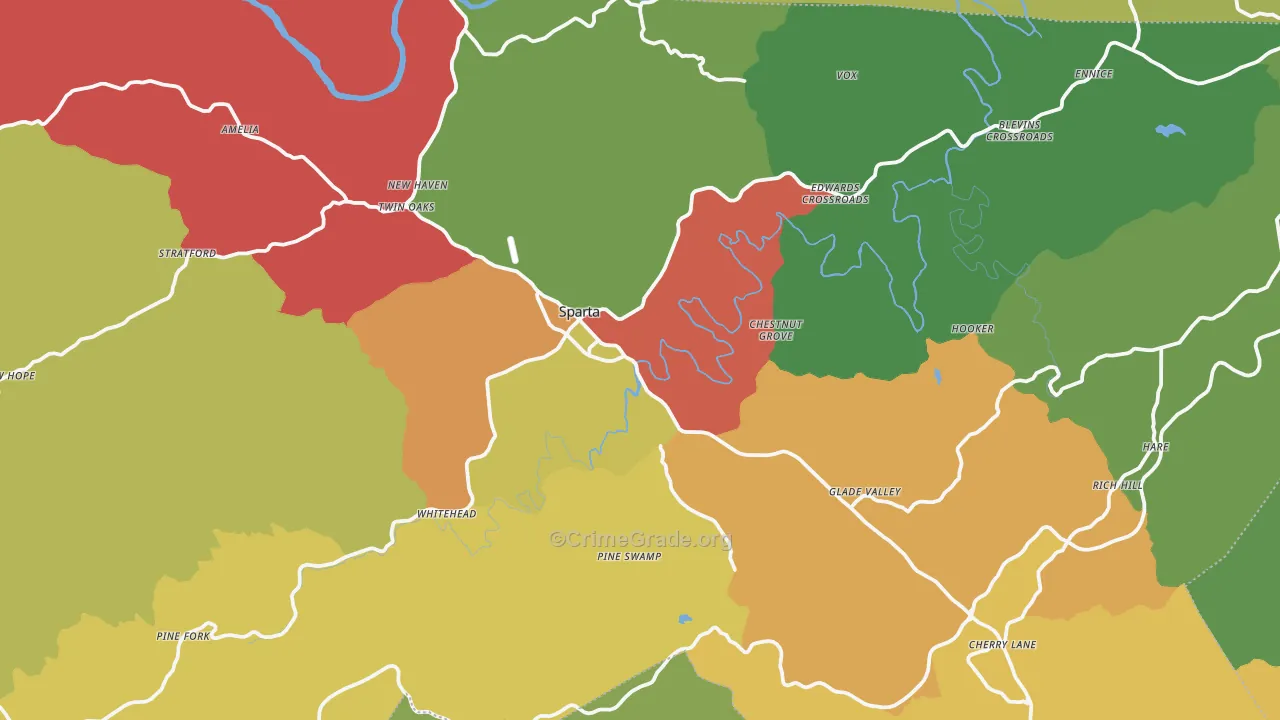Alleghany County, NC Map of Theft Rates
