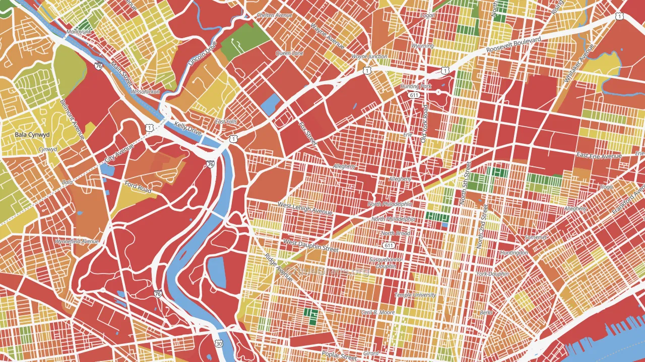 Alleghany West, Philadelphia, PA Map of Theft Rates