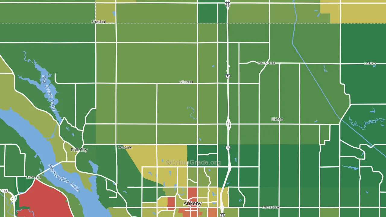 Alleman, IA Map of Theft Rates