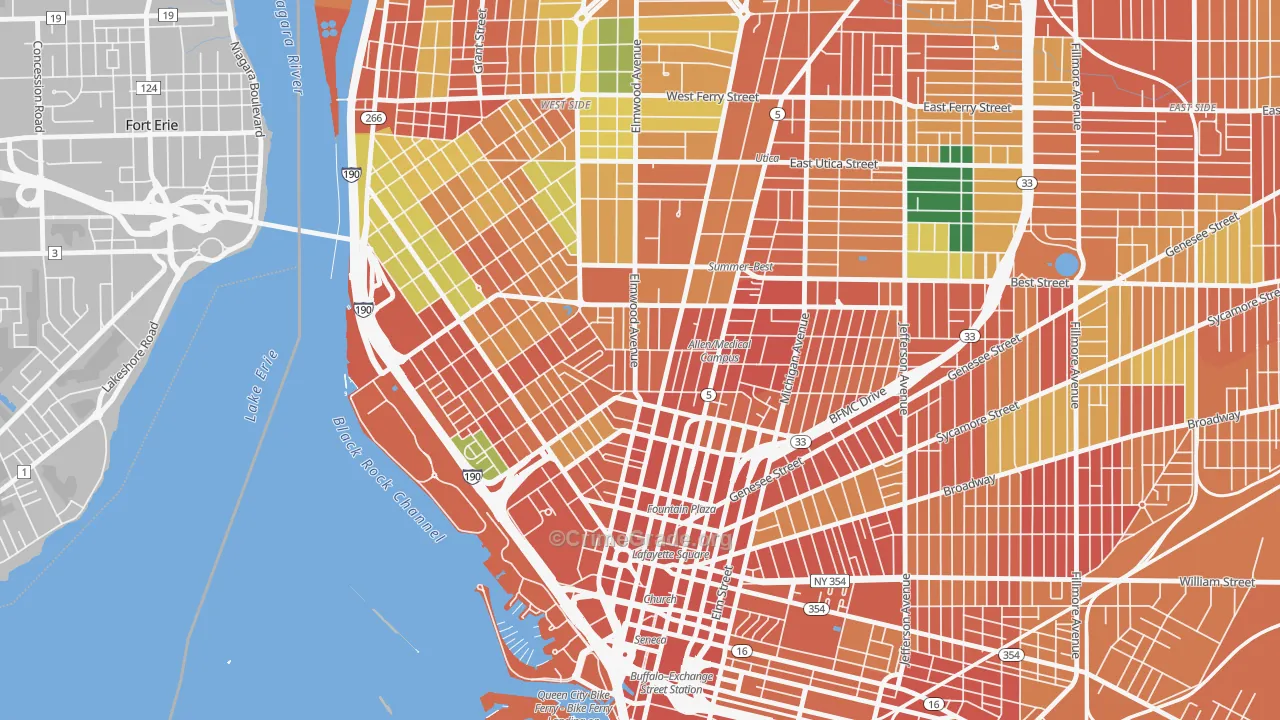Allen, Buffalo, NY Map of Theft Rates
