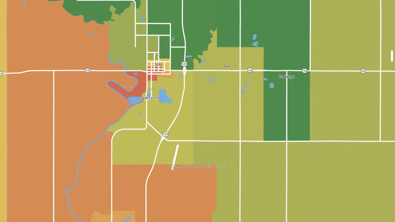 Allen County, KS Map of Theft Rates
