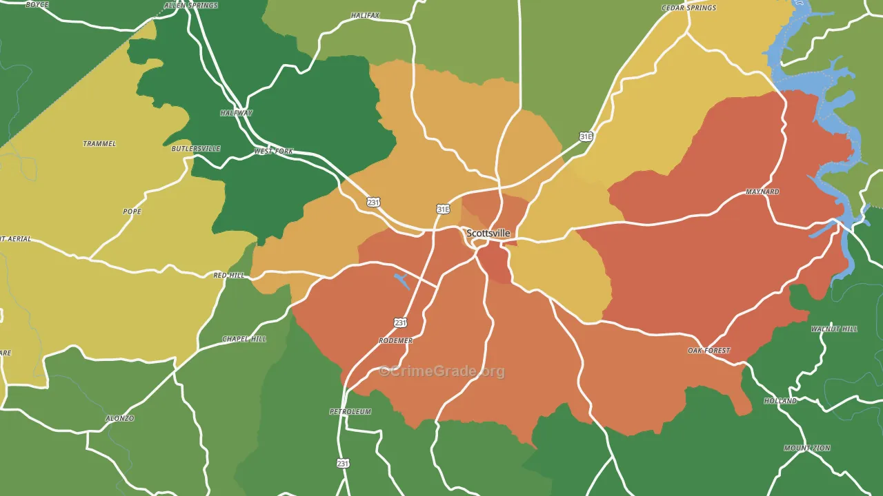 Allen County, KY Map of Theft Rates