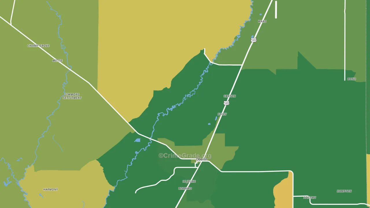 Allen Parish, LA Map of Theft Rates