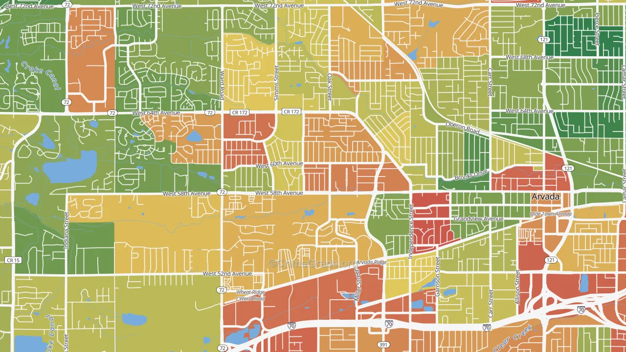 Allendale Area, Arvada, CO Map of Theft Rates