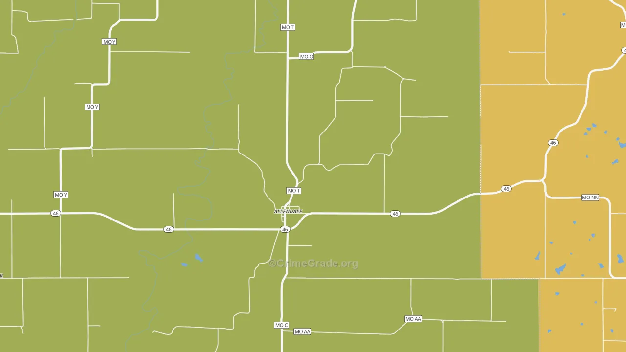 Allendale, MO Map of Theft Rates