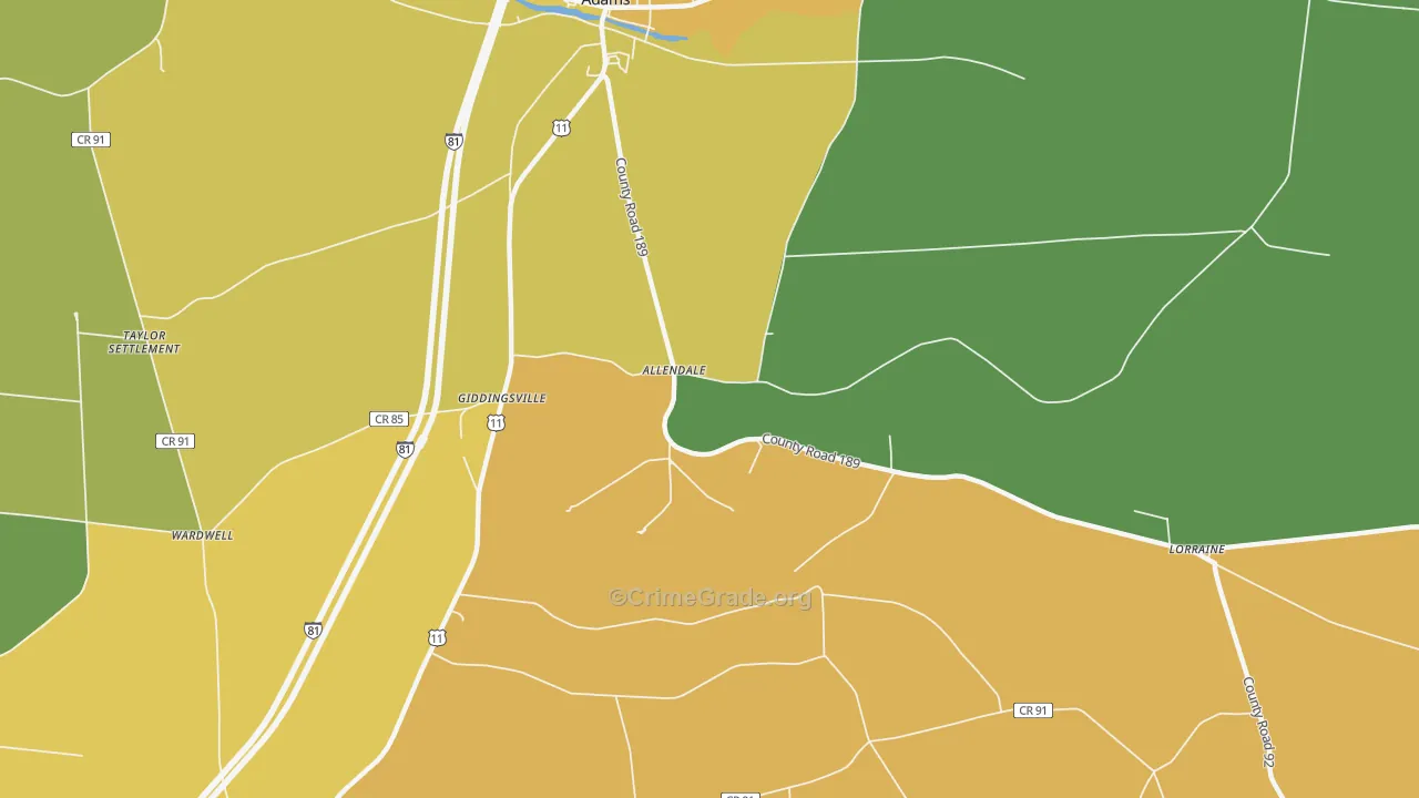 Allendale, NY Map of Theft Rates