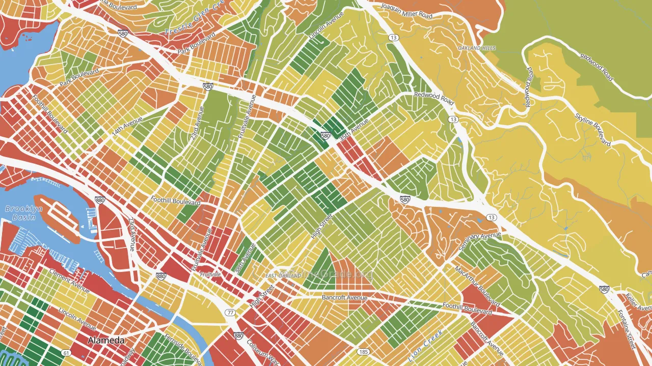 Allendale, Oakland, CA Map of Theft Rates