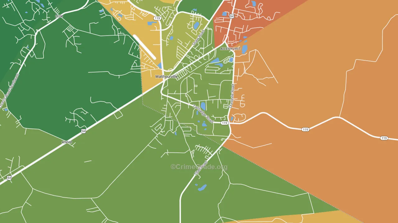 Allenhurst, GA Map of Theft Rates