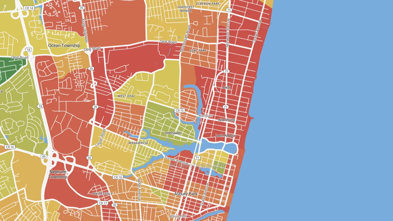 Allenhurst, NJ Map of Theft Rates
