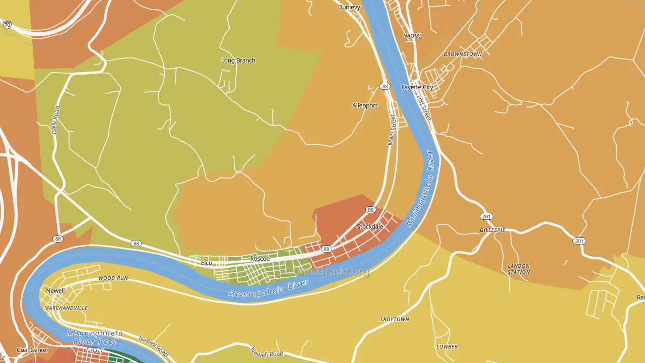 Allenport, PA Map of Theft Rates