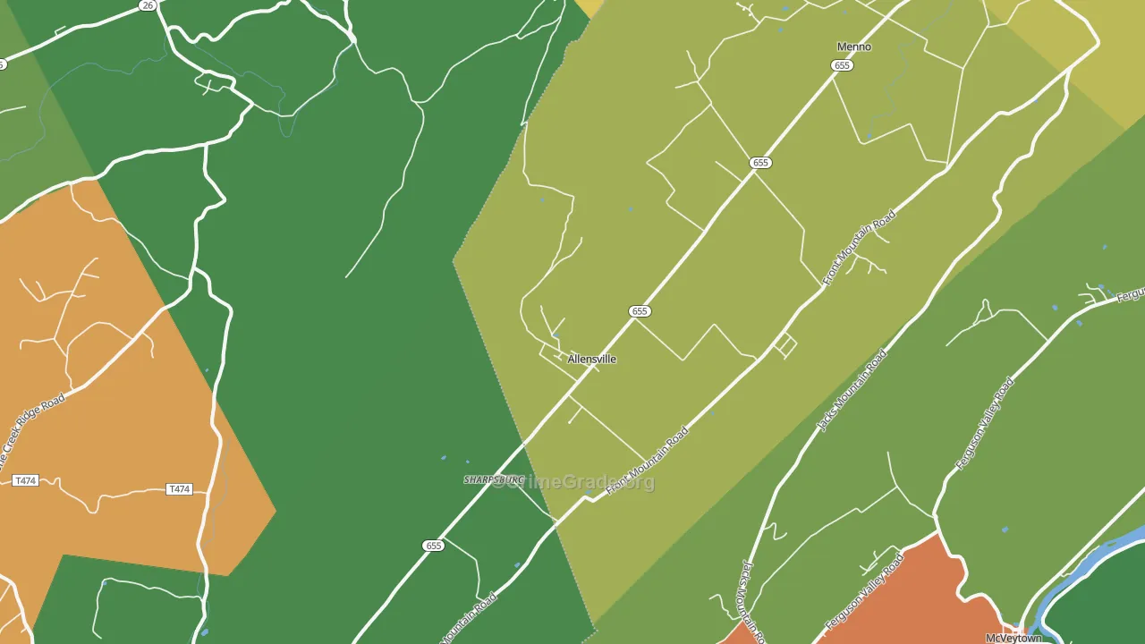 Allensville, PA Map of Theft Rates