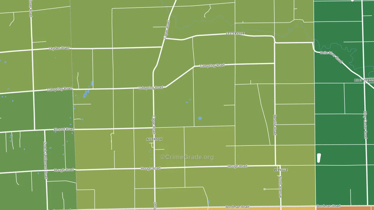 Allenton, MI Map of Theft Rates