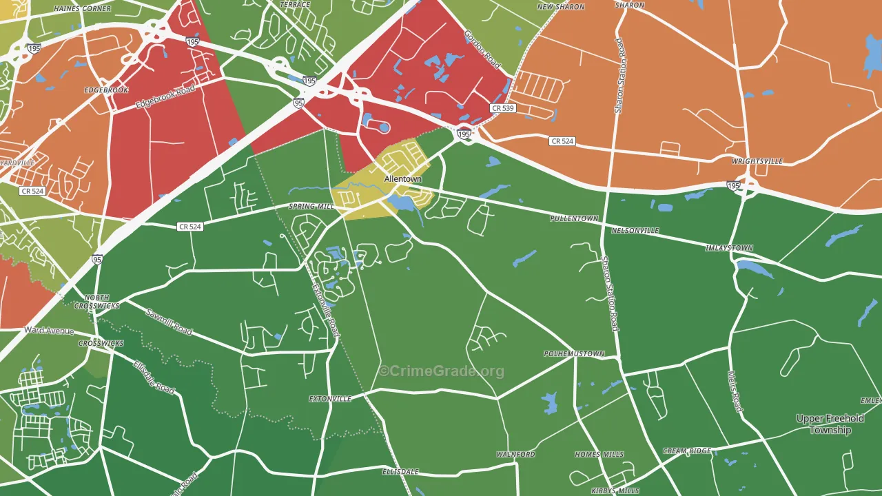 Allentown, NJ Map of Theft Rates